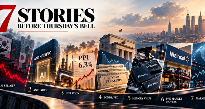 Kospi Plunges 7% on AI Debt Fears, CoreWeave Slides, Producer Prices (PPI) Jump 6.3% and Anthropic Reports $16.8 Billion in Revenue: 7 Reads Before Thursday's Bell