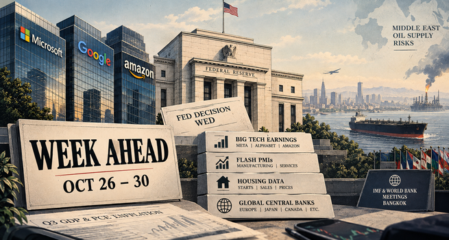 Week Ahead (October 26 to 30): Microsoft, Alphabet and Amazon Earnings, the Fed Decision, and Q3 GDP Converge
