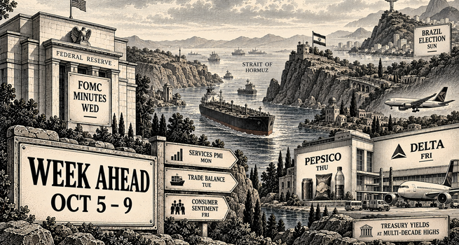 Week Ahead (October 5 to 9): FOMC Minutes, PepsiCo and Delta Earnings, and the Strait of Hormuz Standoff Converge