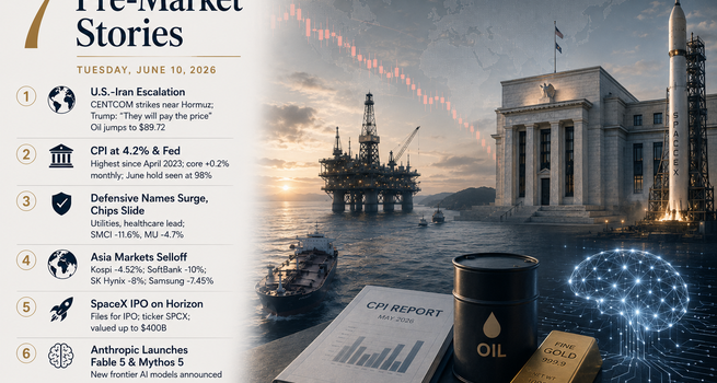 U.S.-Iran Escalates, CPI Hits Three-Year High and Defensive Names Surge as Chips Slide: 7 Stories Before Wednesday's Bell