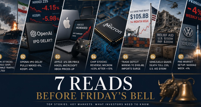 Iran Attacks a Cargo Ship and Halts Hormuz Traffic, OpenAI's IPO May Slip and Apple Hikes Prices on Memory Costs: 7 Reads Before Friday's Bell