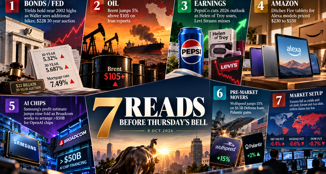 Waller Sees More Fed Hikes, Brent Tops $105, PepsiCo Cuts Outlook, Helen of Troy Soars: 7 Reads Before Thursday's Bell